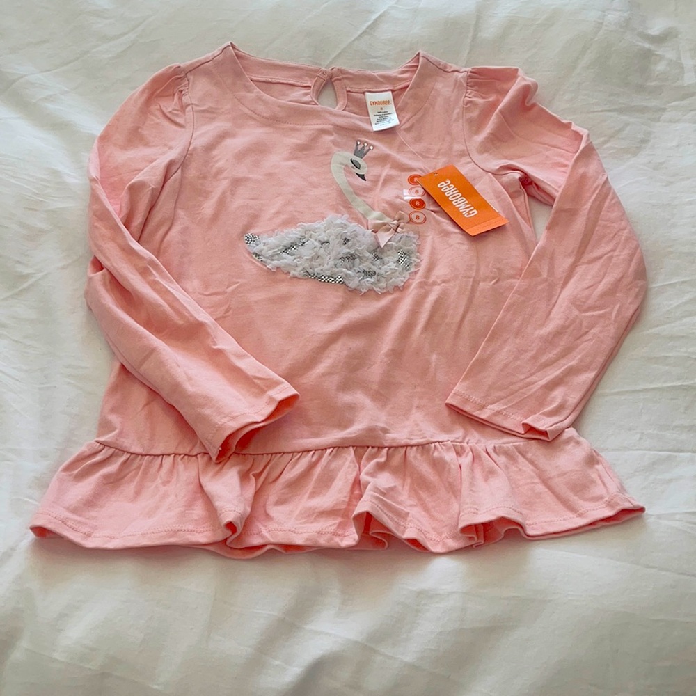Girls Pink long sleeve Peplum top